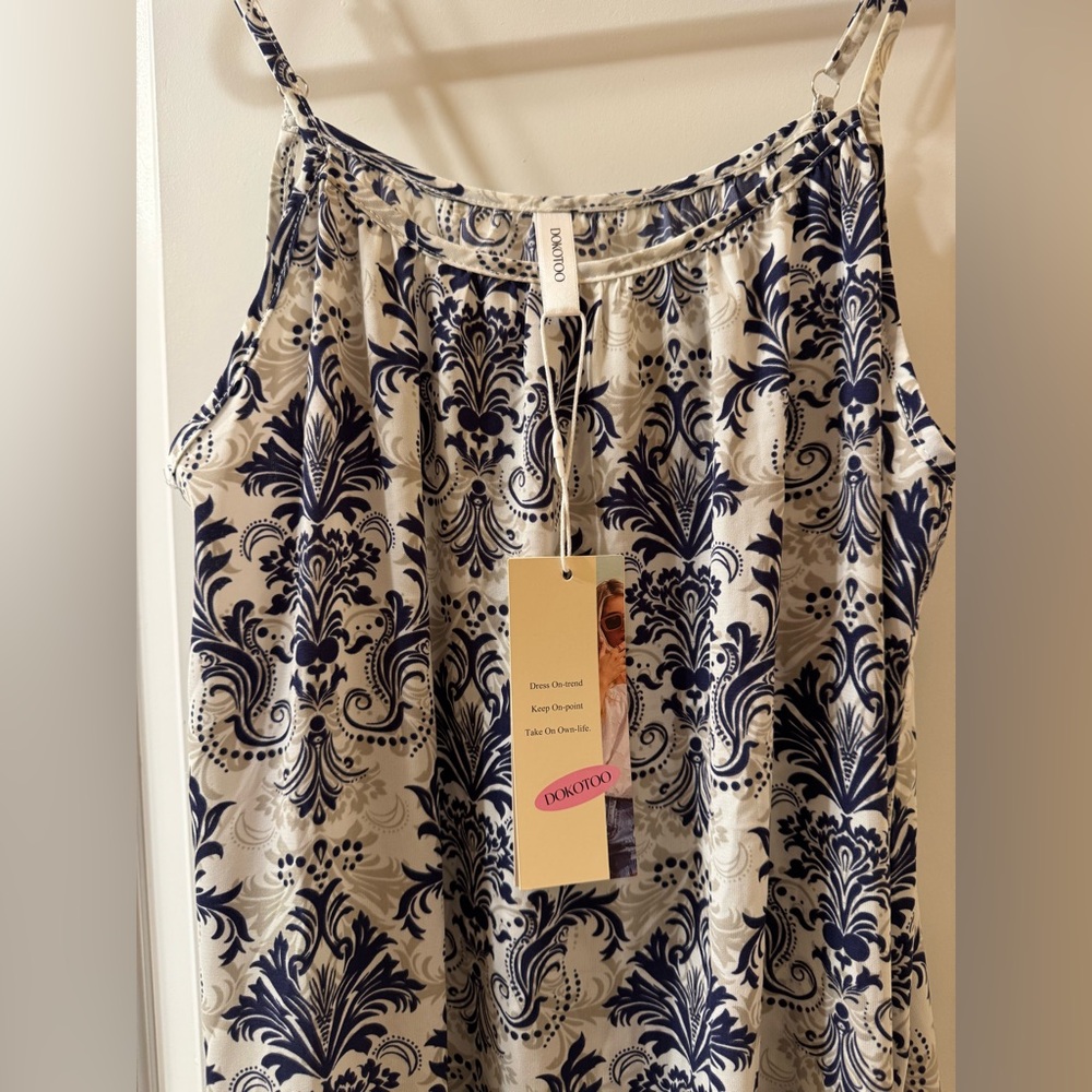 NWT DOKOTOO Floral Print Skinny adjustable Straps Women's Maxi Dress Size: M - Picture 7 of 13